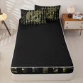 thumbnail image 4 of Erosebridal Distressed Bass Fish Pattern Zipper Queen Comforter Set with Fitted Sheet and 2 Pillowcases,Camo American Flag Print Zipper Bedding Set,Green Black,Black Reversible, 4 of 6