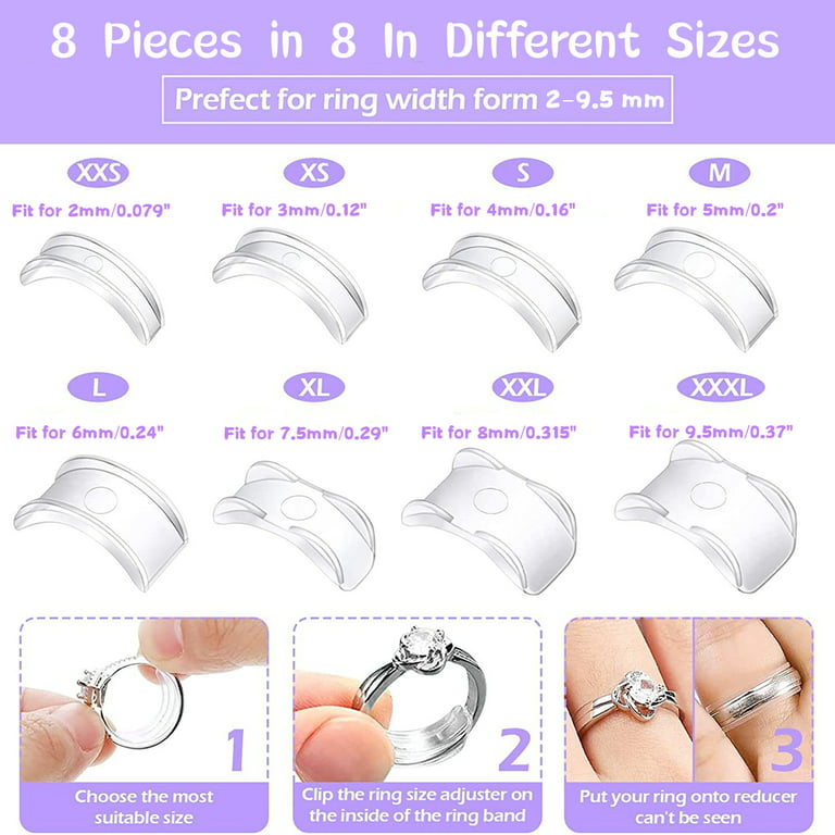 8 Pieces Ring Size Adjuster for Loose Rings Assorted Sizes Ring Sizer Ring  