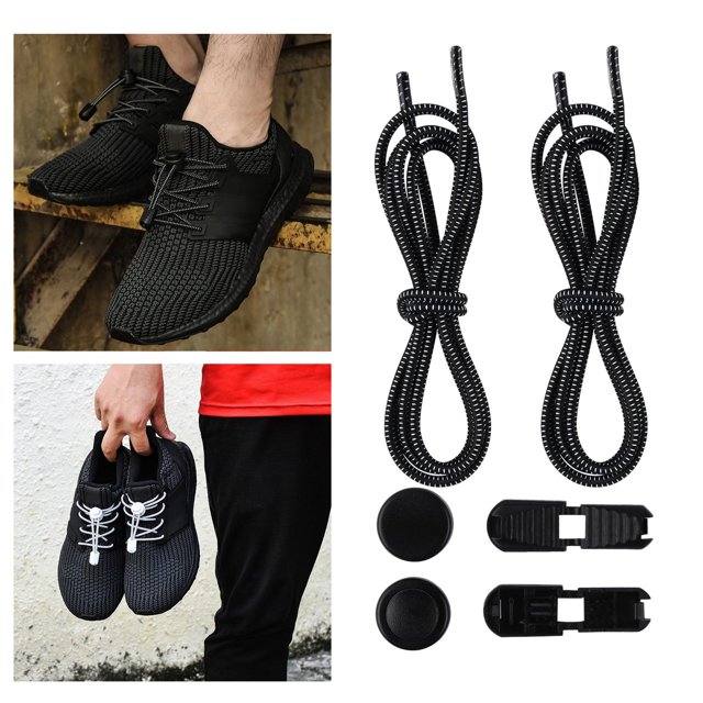 Cordones de zapatos de Goma Elástica Baoblaze sin lazo 47 cm Negro