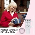 thumbnail image 4 of 70th Birthday Gifts for Men Women 70 Year Old 1954 Birthday Gift Ideas for Dad Mom 40oz Tumbler Cup With Handle, Blessed by God- Crossed, 4 of 7