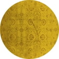 thumbnail image 1 of Ahgly Company Machine Washable Indoor Round Oriental Yellow Industrial Area Rugs, 7' Round, 1 of 4