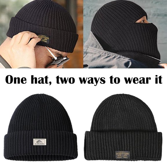 QHUDLV 2 IN 1 MAN WINTER Cotton Knitted Balaclava Hat Windproof and Cold Lot P3