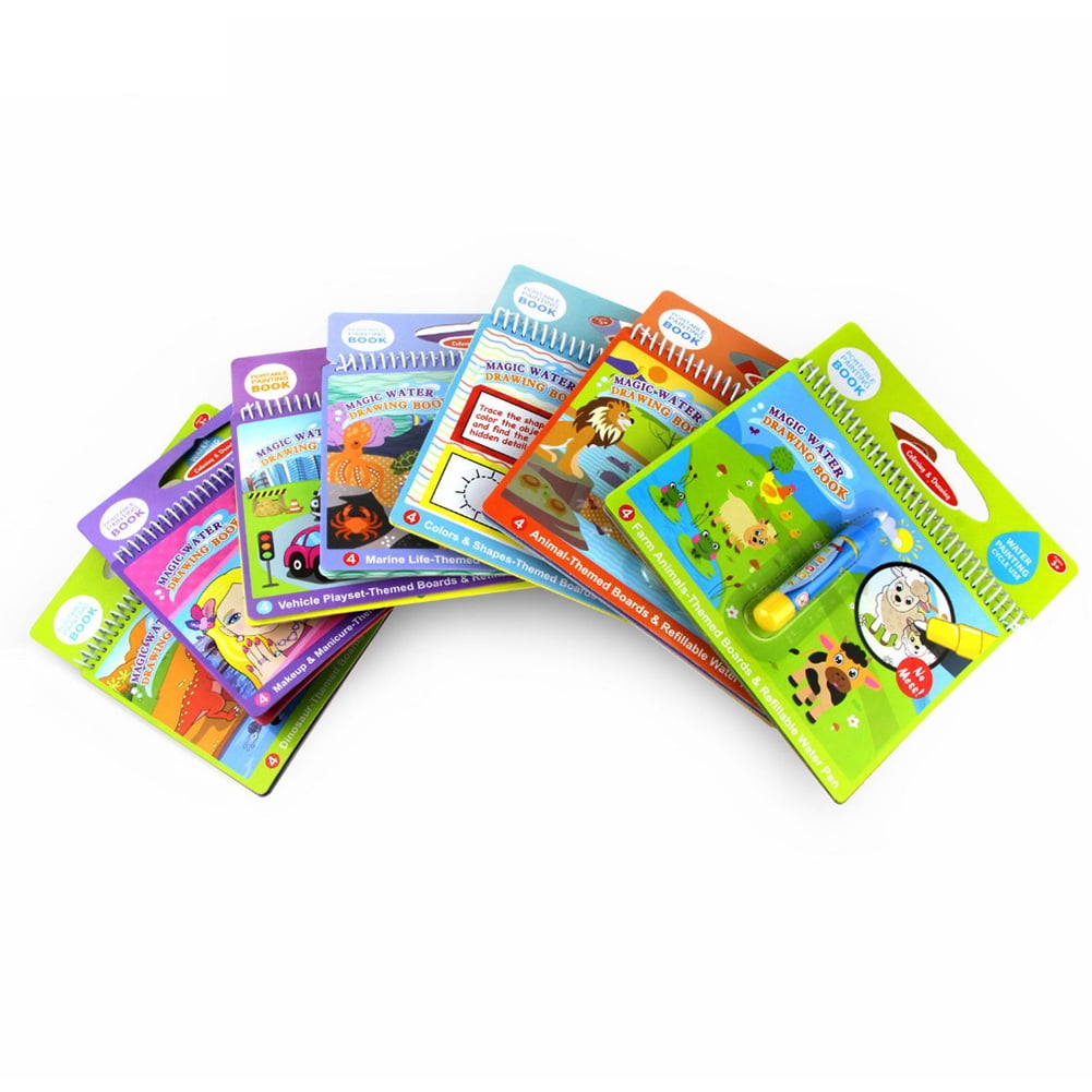 Faironly Magic Water Drawing Book Coloring Book Doodle /& Magic Pen Painting Drawing Board for Kids Farm