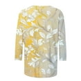 thumbnail image 4 of CYMMPU Floral Printed 3/4 Sleeve Blouses for Women Dressy Casual Spring Tops Fall Trendy Shirts Crew Neck Tunic Tops Loose Fit Lightweight Basic Tees Multicolor M, 4 of 5
