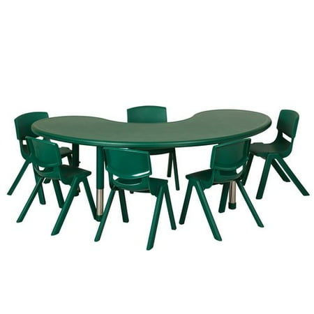 Ecr4kids 7 Piece Kidney Activity Table Chair Set
