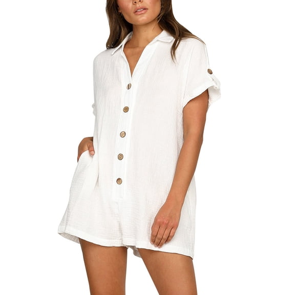 Ketyyh-chn99 Summer Jumpsuit for Women Overall Romper Jumpsuit Tops Casual Summer Rompers Sleeveless Loose Baggy Overalls Jumpsuits 2024 Clothes White,XL