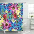 thumbnail image 1 of KSADK Blue Floral of Tropical Flowers Pink Leopard Hawaiian Aloha Vintage Abstract Beauty Shower Curtain Bath Curtain 60x72 inch, 1 of 1
