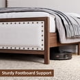 thumbnail image 7 of Full Size Metal Bed Frame with Linen Headboard and Footboard Wood Grain Upholstered Platform Bed with Rivet No Noise No Box Springs Required Easy Assembly Walnut, 7 of 7