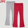 thumbnail image 2 of Pretxorve Kids Girls Flare Pants Solid Elastic Waist Yoga Outer 2 Piece Bottoms Sizes 3-14Y, 2 of 3