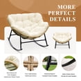 thumbnail image 3 of RADIATA Oversized Papasan Rocking Chairs with Ottomans, Set of 2, 5.1" Cushions and 450 lb Heavy-Duty Rattan Patio Lounge Rocker Set for Porch, Garden, Bedroom, Beige, 3 of 12