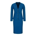 thumbnail image 4 of Ladies Maxi Dresses Women's Business Skirt Suit 2 Piece Long Sleeve Blazer Jackets with Pencil Skirt Sets Plus Size Solid Slim Fitting Office Work Formal Outfits Blue 4XL, 4 of 7