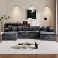thumbnail image 6 of Wiilayok U Shaped Sectional Sofa,130” Modular Corduroy Cloud Sofa with Extra Deep Seat for Living Room, No Assembly, Gray, 6 of 10