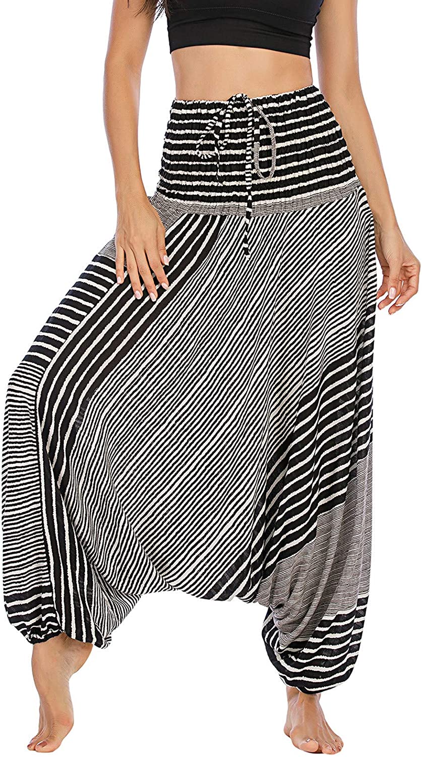 Women's Harem Pants Elastic Waist 2 in 