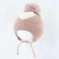 thumbnail image 2 of Baby Girls Beanie with Pom Earflap Fleece Lined Winter Hat Knit Toddler Infant Hats, 2 of 7