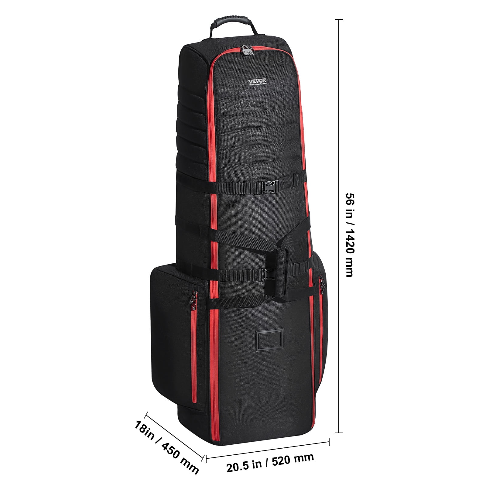 VEVOR Golf Travel Bag,Outdoors Soft-Sided Golf Travel Cover, Heavy Duty 1800D Polyester Oxford Wear-Resistant Waterproof,Padded Luggage Case with Wheels,Foldable Golf Club Storage Bag for Airline