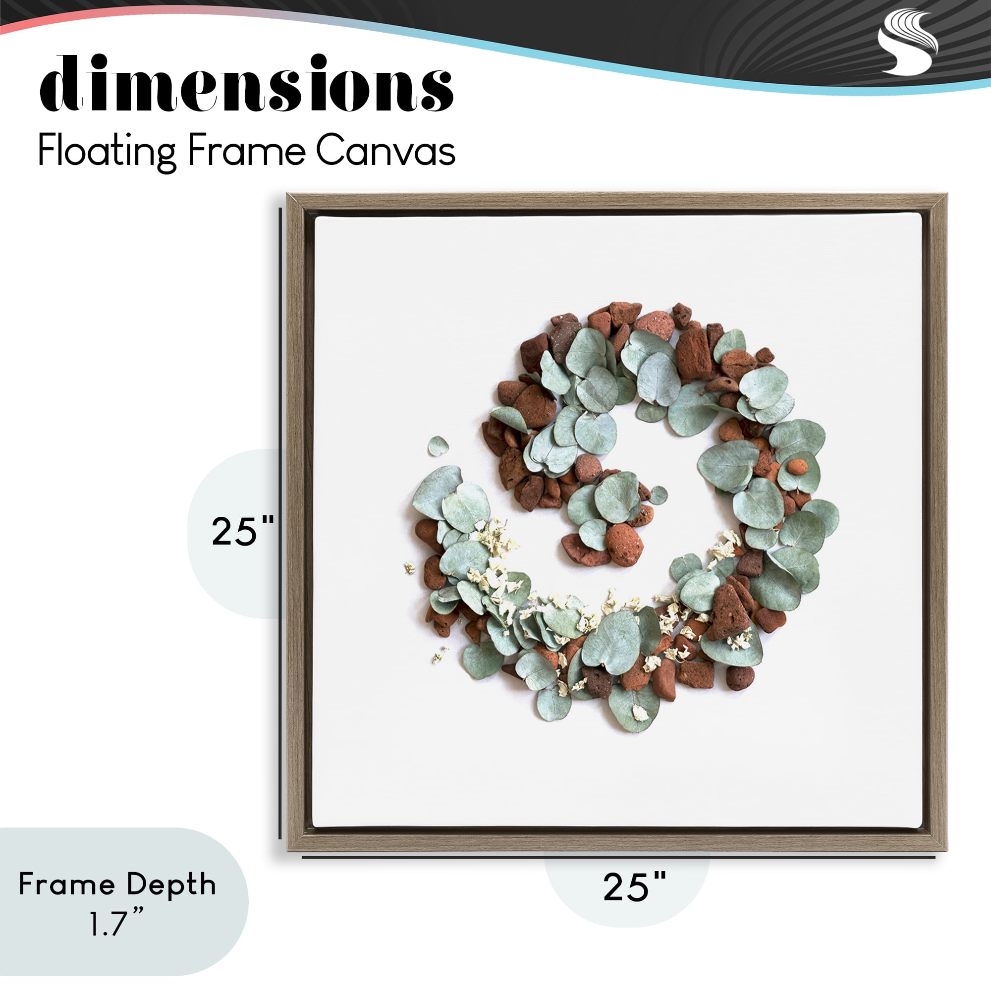 Stupell Industries Eucalyptus & Pebbles Spiral Brown Framed Floater Canvas Wall Art, design by Beth Adoette