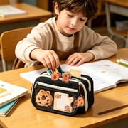 Cute Capybara Pencil Case Capybara College Supplies Large Capacity Wide Opening Mouth Pencil Pouch with Cute Pins Sticker Pendant Cute Stationery