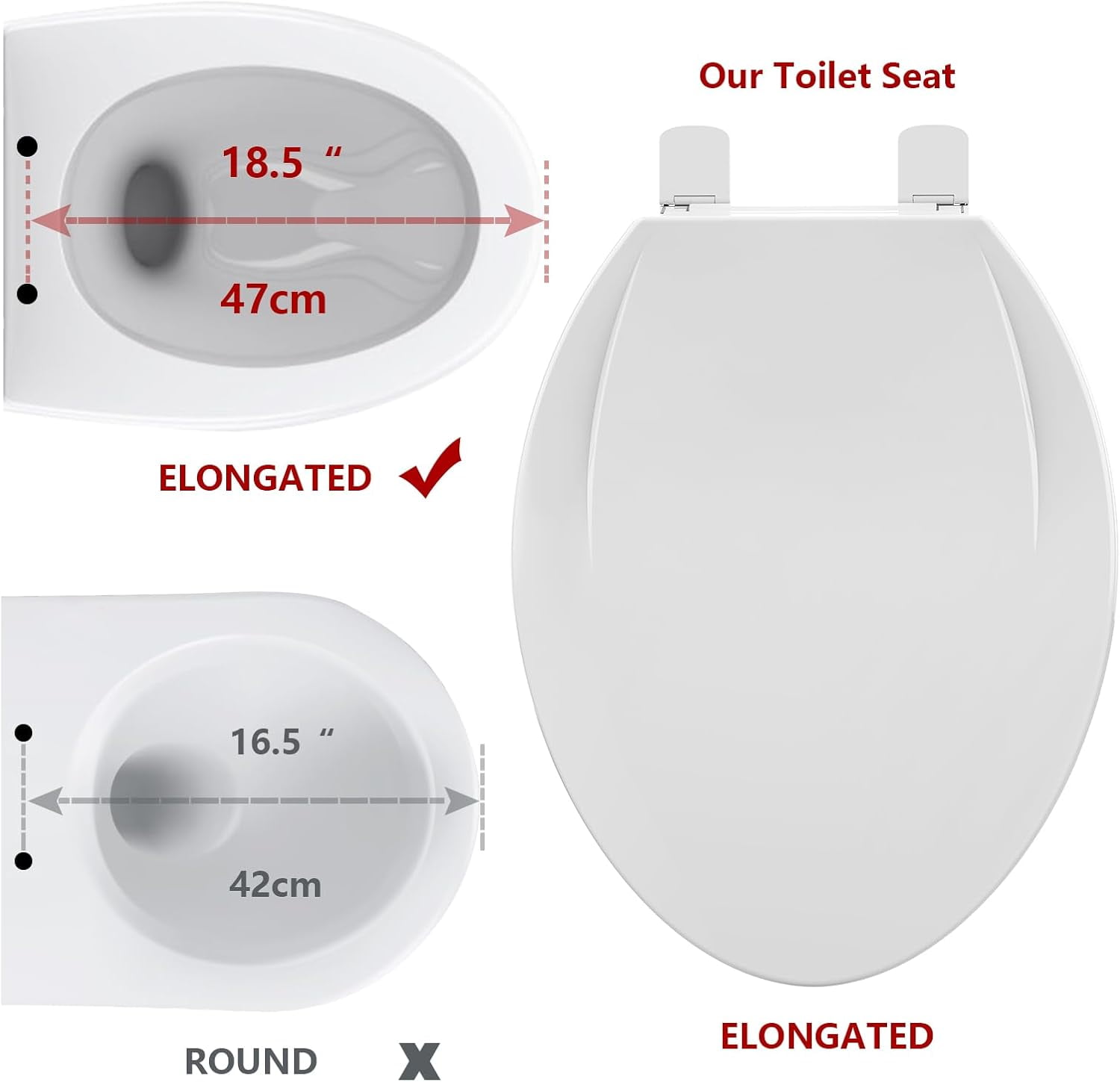 Toilet Seat Elongated,Toilet Seat with Toddler Seat Built in, Potty Training Toilet Seat Elongated Fits Both Adult and Child, with Soft Close, Easy Install and Clean - Elongated White