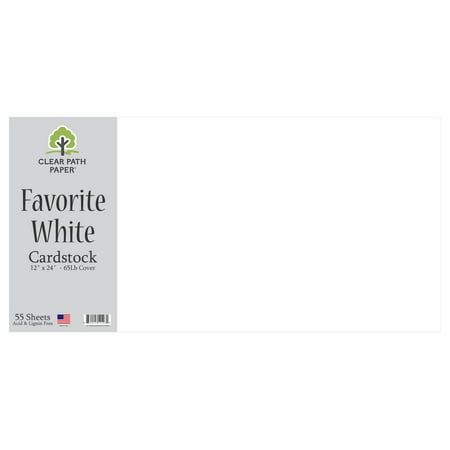 Clear Path Paper Favorites 12 x 24 inch White Smooth Cardstock 65Lb Cover (55 Sheets)