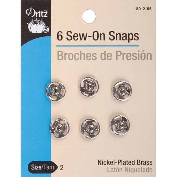 Dritz SewOn Snaps 6/PkgNickel Size 2