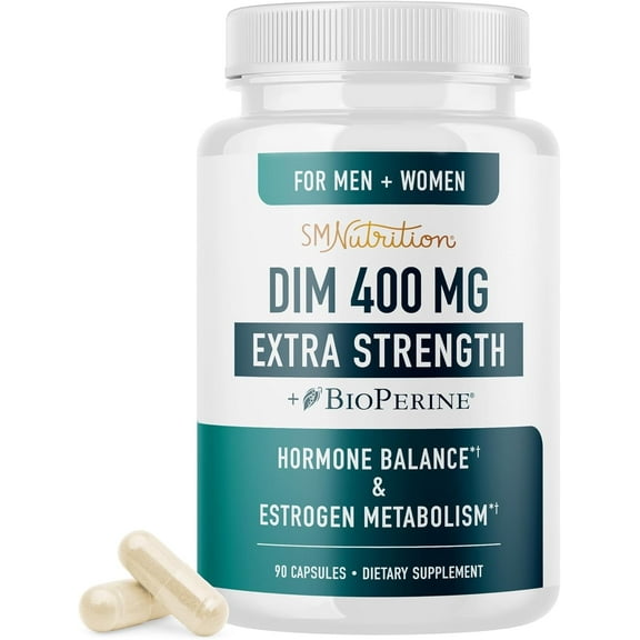 DIM Supplement 400MG Extra Strength for Men & Women | Diindolylmethane for Estrogen Metabolism | 90 Ct