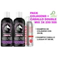 thumbnail image 1 of COLÁGENO + CABALLO DOUBLE MIX 3X 250 500 VIVONATURAL. 1 Shampoo de Colágeno Regenerador capilar VIVONATURAL de 250 ml y 2 Shampoos Caballo LleguaVit crecimiento acelerado VIVONATURAL de 500 ml, 1 of 5