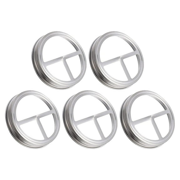 OUNONA 5 Pcs Mason Jar Toothbrush Holder Lid 8.60X8.60X1.70CM Silver