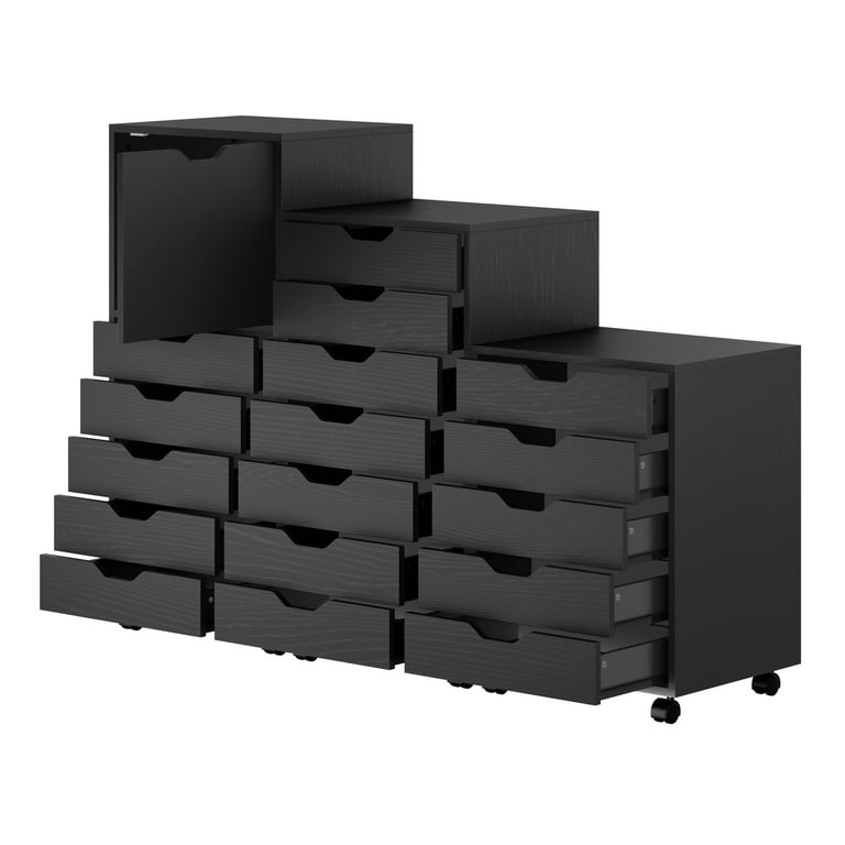 Winsome Halifax 3-Pc Multi-Drawer Storage Cabinet Set 20395, Black