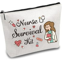 Custom Polycotton Canvas Stroage Bags Metal Zipper Pouches Rectangle Medical Theme Pattern 18x25cm