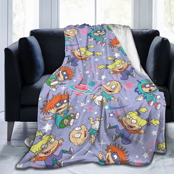 Ultra-Soft Micro Fleece Blanket Rugrats Blanket Throw Fluffy Fleece Quilt Four Seasons Lightweight For Couch Sofa Travel Camping Office 60"X50"