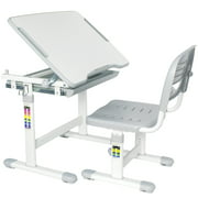 VIVO Height Adjustable Childrens Desk & Chair Kids Interactive Work Station Grey