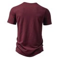 thumbnail image 6 of WREESH Men's Casual Solid Color Three Button Pullover, Short Sleeve T-Shirt Top with a Classic Fit Wine, 6 of 9