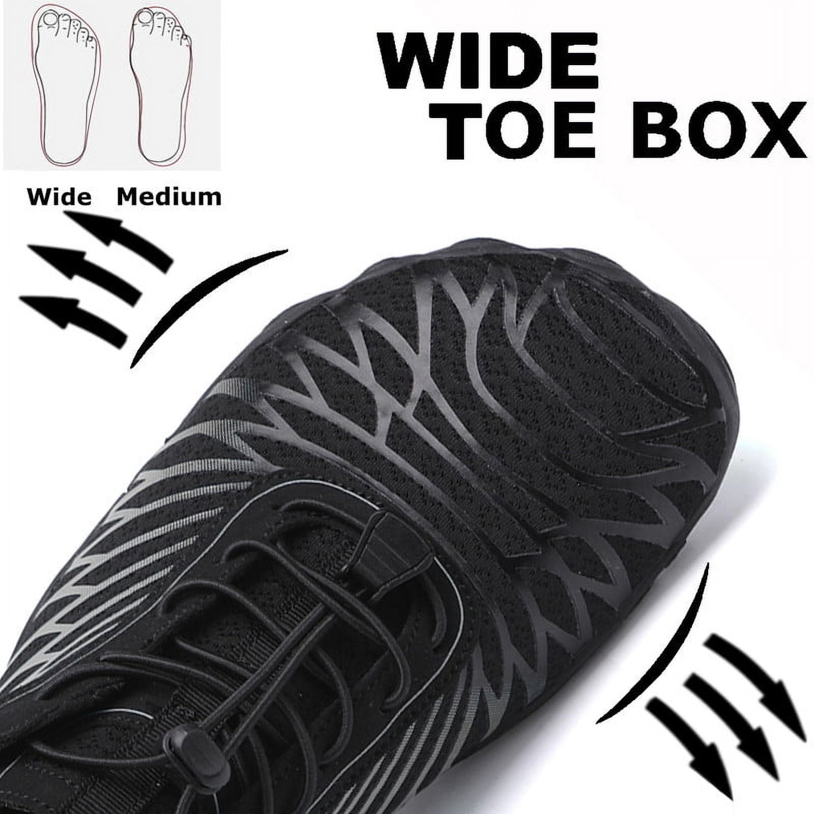 Stepedia Barefoot Athletic Hiking Water Shoes Wide Toe Zero Drop Aqua Shoes Minimalist Shoes for Women, Black 6.5 Wide