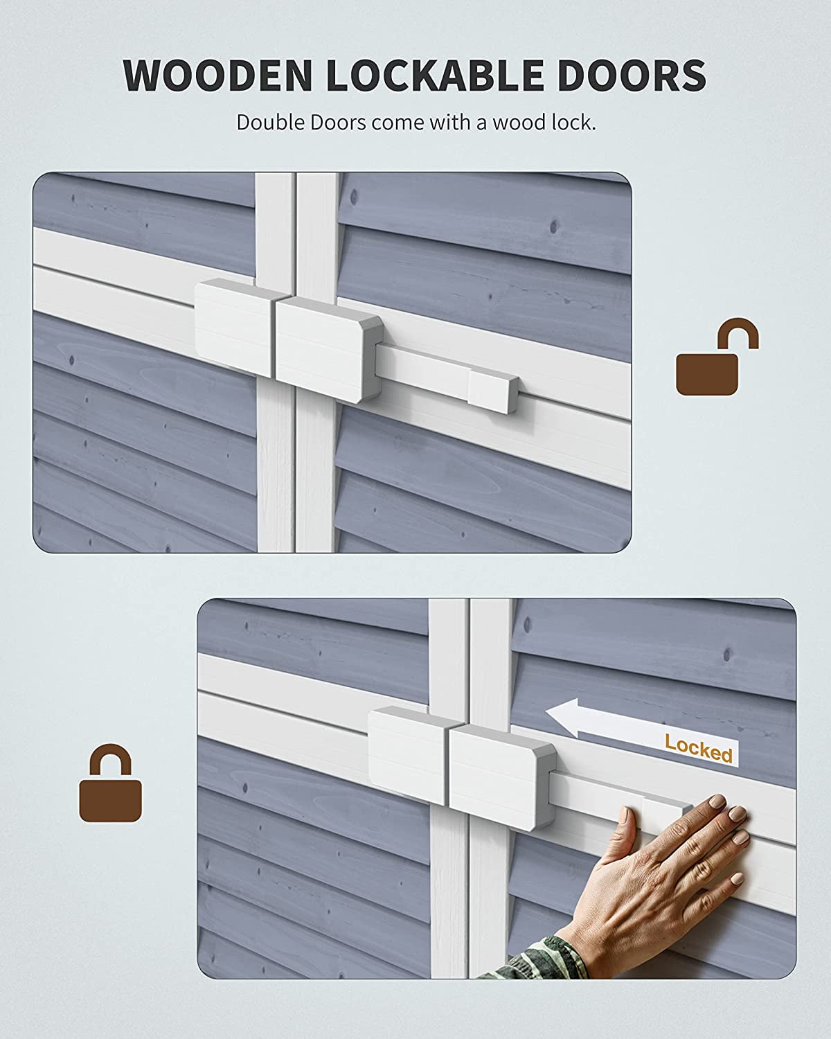 Outdoor Storage Cabinet, Lofka Wood Garden Storage Shed with Ventilate Shutter and Asphalt Roof, Grey
