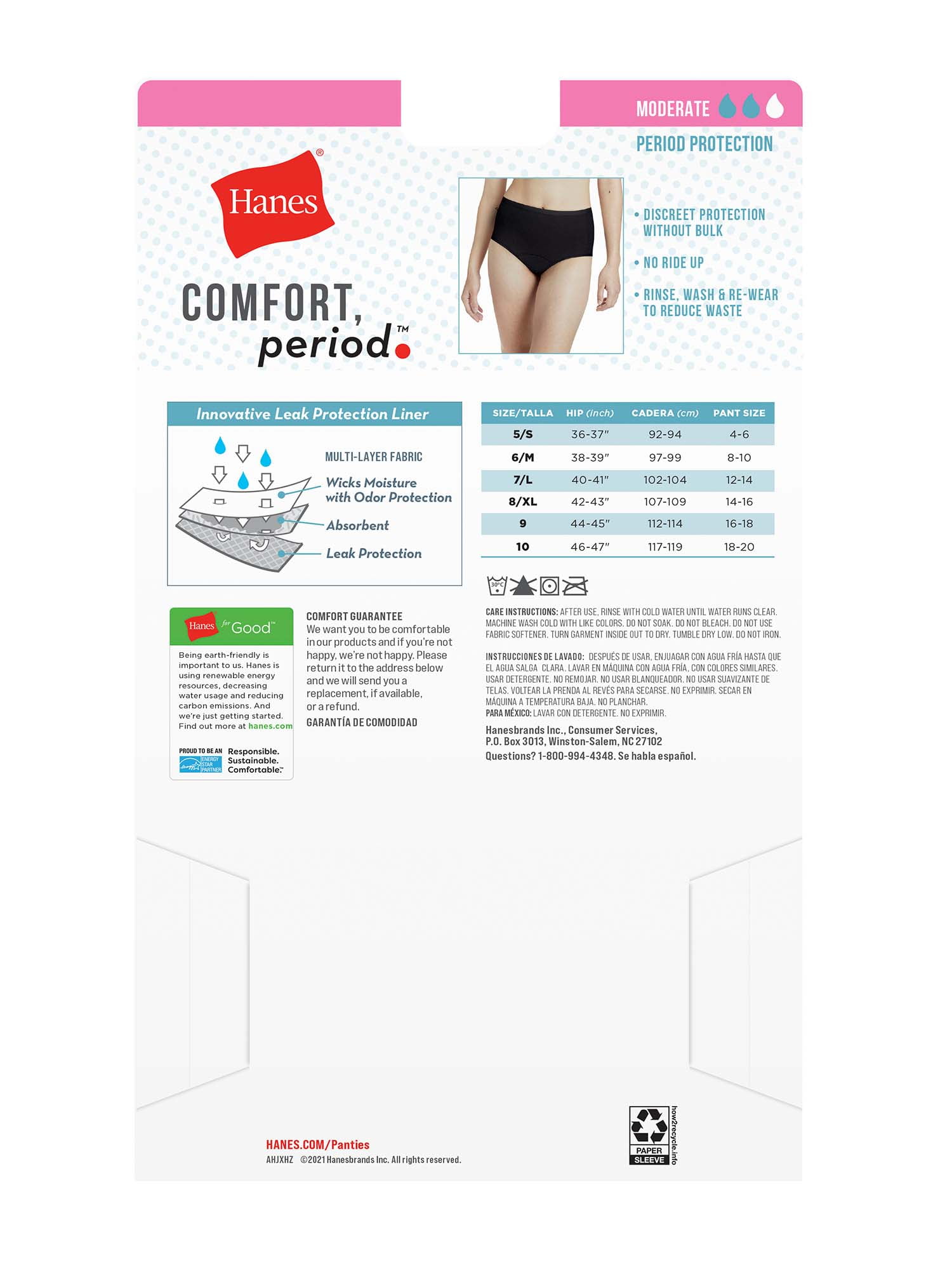 Hanes Women's Comfort Period Light Brief Panty - 3 Pack in Ws/Pcg