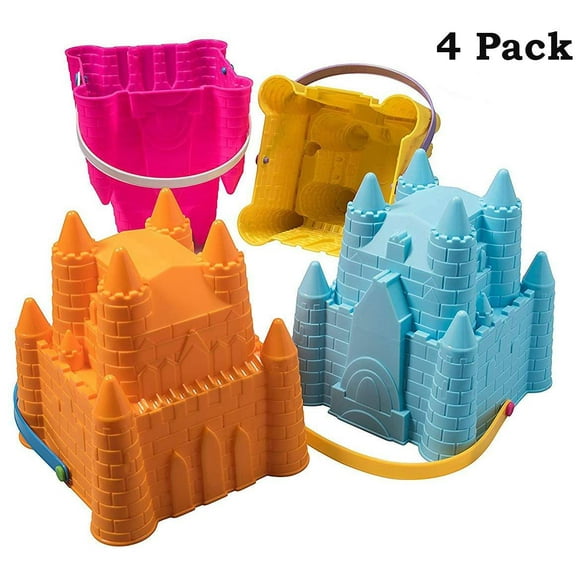 Sand Castle Building Kit, Beach Toys, Beach Bucket, Sand Castle Molds for Kids, Gift Toy for Ages 1 2 3 4 5 6 7 8 9, Older Kids and Toddlers, Sandcastle Building Kit Pail for Kids