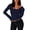 Dark Blue, variant on Ladies Tops and Blouses Long Sleeved Lace Edged Square Neck Petite Tops for Women,Dark Blue,L