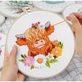 thumbnail image 5 of VOCHIC Spring Highland Cow Embroidery Kits for Beginners,Cross Stitch Kits for Adults,Starters DIY Needlepoint Kits Including Embroidery Hoop Cloth Needles Instruction and Threads, 5 of 7