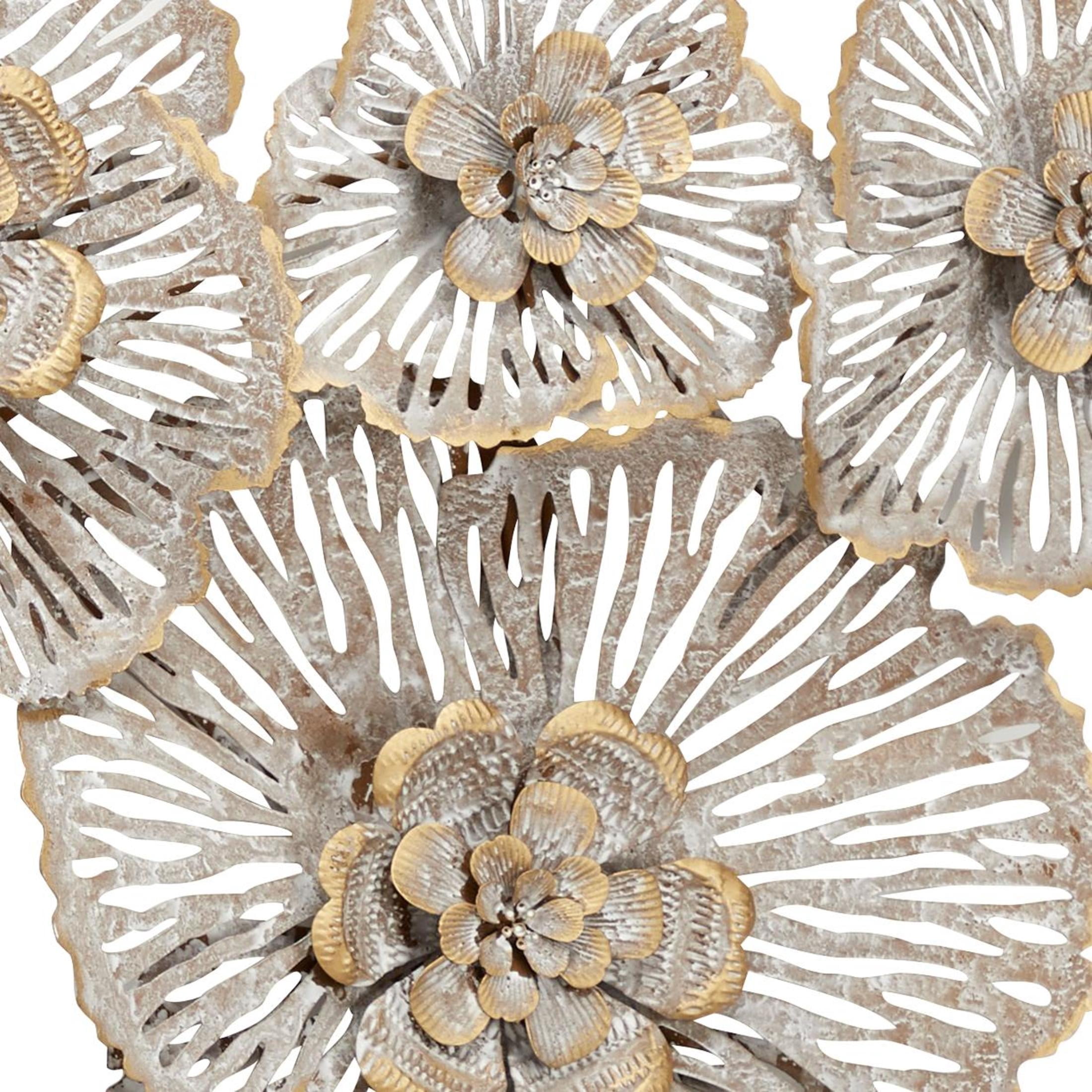 DecMode Gray Metal Floral Wall Decor