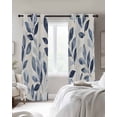 thumbnail image 3 of Navy Blue Botanical Blackout Curtains 45 Inches Long for Bedroom, Pastoral Spring Leaves Watercolor Thermal Insulated Room Darkening Black Out Window Curtain Panels Grommet Drapes for Living Room, 3 of 8