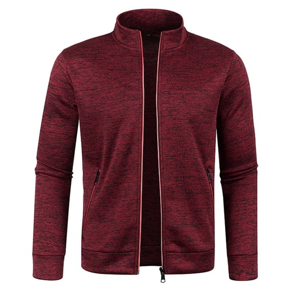 Men Mock Neck Full Zip Sweatshirt Lightweight Fleece Jacket Stand Collar Athletic Jogging Winter Coat with Zipper Pocket