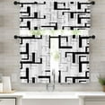 thumbnail image 1 of 36 Inch Kitchen Curtains Black and Grey Geometric Abstract Art Window Curtains and Valances Set of 3,White Modern Art Background Short Tier Curtain for Kitchen,Vintage Small Kitchen Decor, 1 of 5