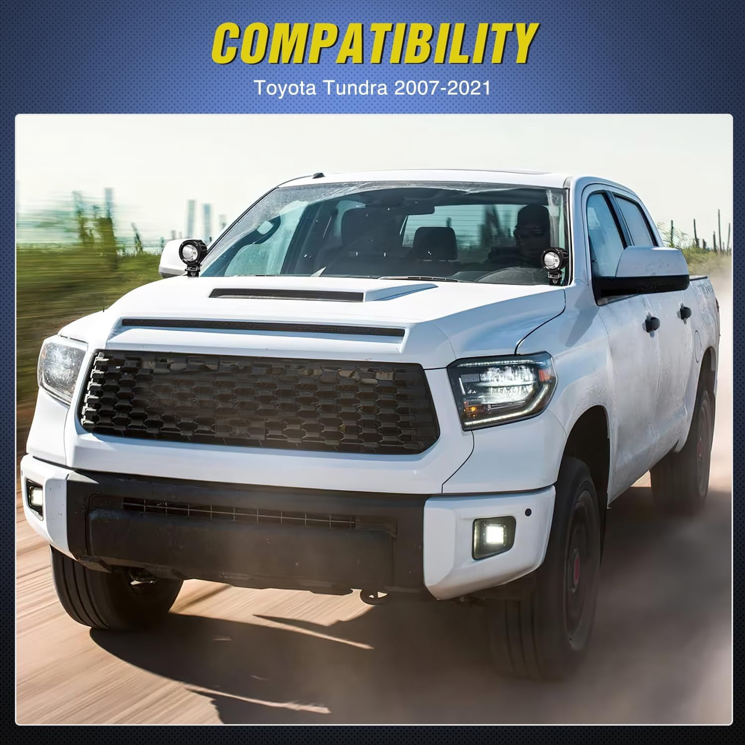 Hood Hinge Ditch Light Mount Brackets for Auxiliary off Road LED Work Light Pods Compatible with Toyota Tundra 2014-2021