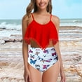 thumbnail image 2 of iTNHFP Paréos Rouges pour Femmes Maillot de Bain 2023 Bikini Trois Couleurs Bretelles Imprimées Ajustable Grande Taille Maillot de Bain pour Femmes, 2 of 4