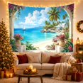 thumbnail image 3 of White Archway With Sailboat and Blue Shutter House, Serene Coastal Style for Beach Lovers, Tropical Wall Art, Housewarming Gift, Tapestry Wall Hanging for Bedroom and Living Room, 3 of 6