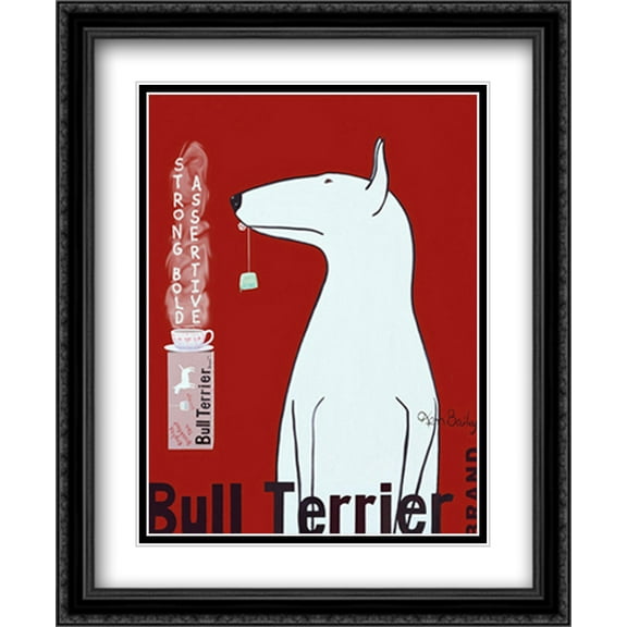 Bull Terrier Tea 2x Matted 26x32 Large Black Ornate Framed Art Print by Ken Bailey