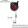 thumbnail image 3 of Body Candy 16G 316L Stainless Steel 8mm Eyebrow Jewelry Cartilage Tragus Conch Rook Watermelon Cat Love Eyebrow Ring 5/16”, 3 of 4