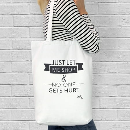 Just Let Me Shop Custom Cotton Tote Bag, Sizes 11" x 14" and 14.5" x 18"