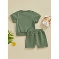 thumbnail image 3 of Infant Boys Summer Shorts Sets Short Sleeve Letter Print Tops and Solid Color Drawstring Shorts Sets, 3 of 8
