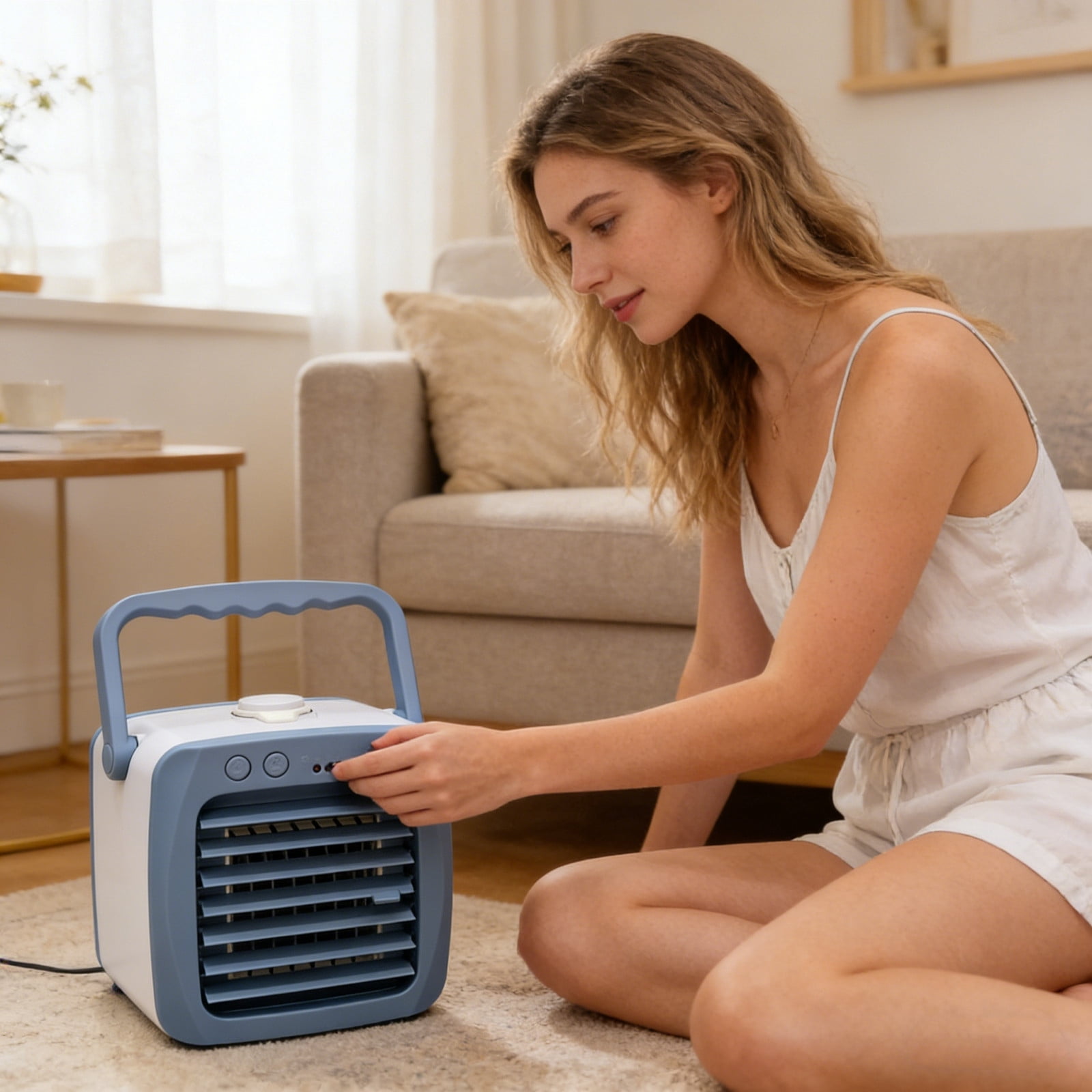 Portable Evaporative Air Cooler Fan, Water Tank Cooling Air Conditioner, Compact Desktop Cooling Device For Home Office Camping Use